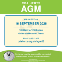CDA Herts AGM 2026, Wednesday 16 September 2026, 10am to 12 noon, online via Microsoft Teams